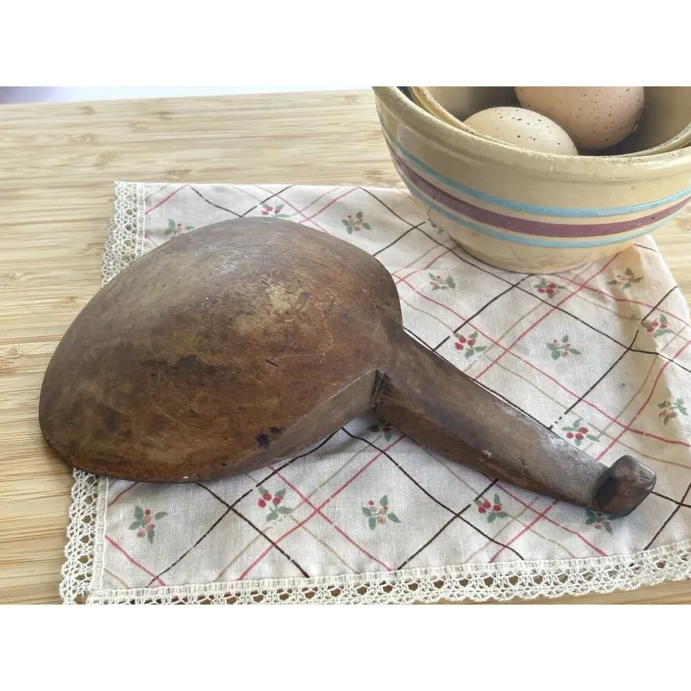 Antique Hand Carved Wood Butter Paddle Dough Scoop Primitive Farmhouse Kitchen